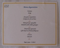 Menu of Varoulko, Athens, Greece