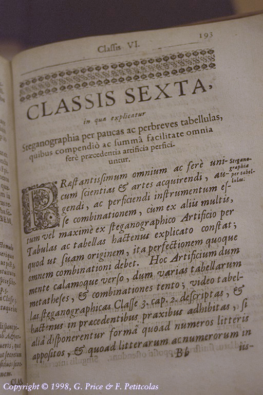 Classis sexta in qua explicatur steganographia per paucas ac perbreves tabellulas, quibus compendio ac summa facilitate omnia fere praedentia artificia perficiuntur.