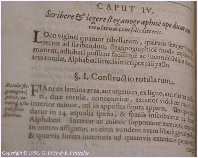 Scribere & legere steganographice ope duarum rotularum cum solis litteris...